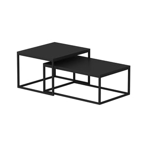 Set di 2 tavolini bassi impilabili rettangolari nero opaco 03_0008351