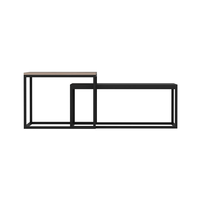 Set di 2 Tavolini Bassi 'Aabenraa' Tavolini Sovrapponibili - Rovere / Nero [en.casa]