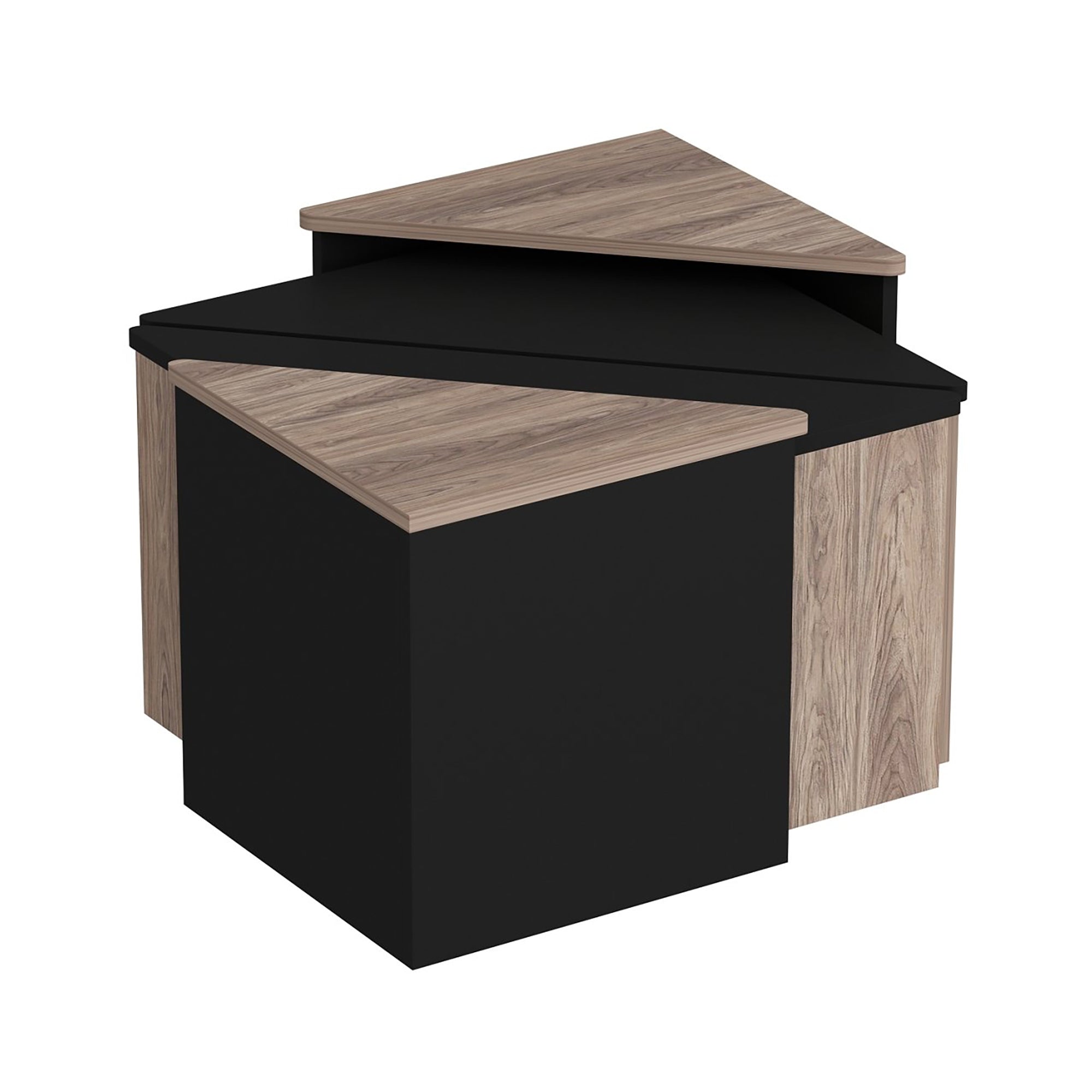 Tavolino Basso 4 in 1 'Frederikshavn' Tavolini Componibili Sovrapponibili Bicolore - Rovere / Nero [en.casa]