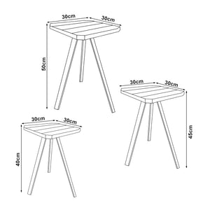 Set di 3 Tavolini Bassi da Salotto Masku Tavolini Sovrapponibili in Legno di Pino Tinto [en.casa]