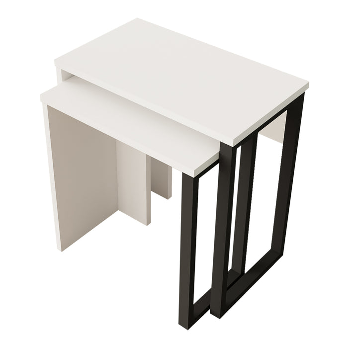 Set di 2 Tavolini Sovrapponibili Vesanto - Bianco [en.casa]