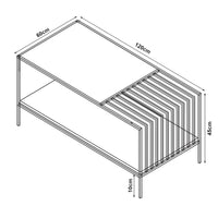 Tavolino Centrale da Salotto Pärghos 120x60x45 cm Nero / Vetro opaco / Effetto Rovere [en.casa]