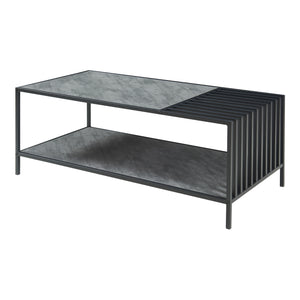 Tavolino Centrale da Salotto Pärghos 120x60x45 cm Nero / Effetto Cemento [en.casa]