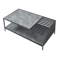 Tavolino Centrale da Salotto Pärghos 120x60x45 cm Nero / Effetto Cemento [en.casa]