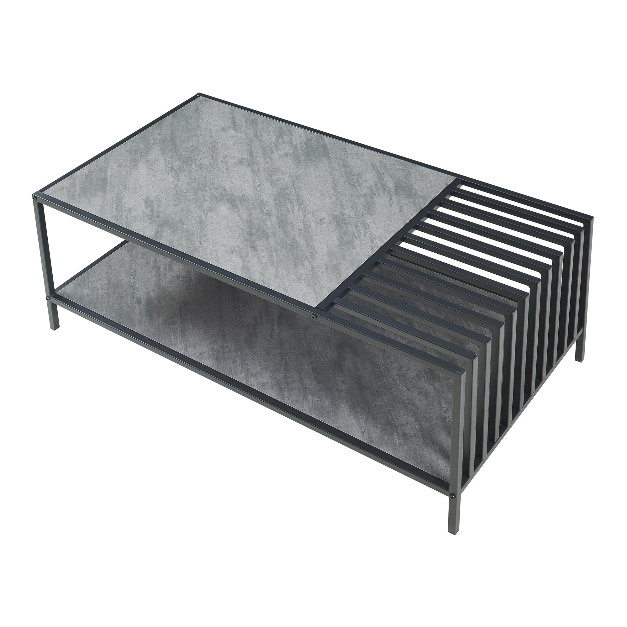 Tavolino Centrale da Salotto Pärghos 120x60x45 cm Nero / Effetto Cemento [en.casa]