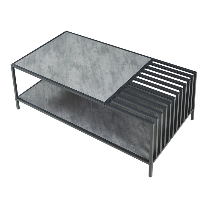 Tavolino Centrale da Salotto Pärghos 120x60x45 cm Nero / Effetto Cemento [en.casa]