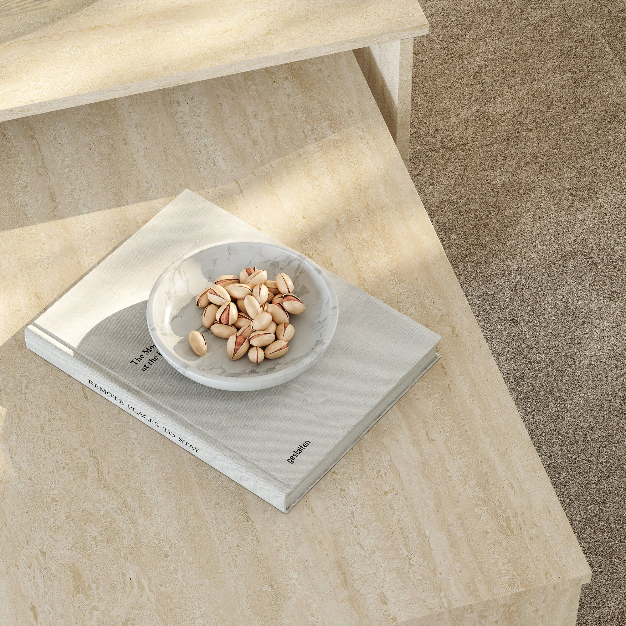 Set Sotapim di 2 Tavolini Rettangolari Componibili di Diverse Misure - Color Travertino [en.casa]