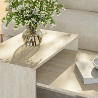 Set Sotapim di 2 Tavolini Rettangolari Componibili di Diverse Misure - Color Travertino [en.casa]