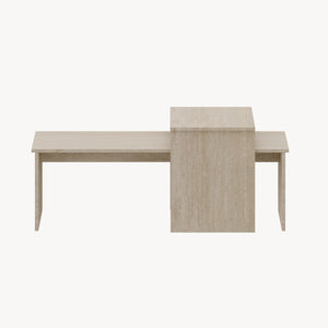 Set Sotapim di 2 Tavolini Rettangolari Componibili di Diverse Misure - Color Travertino [en.casa]