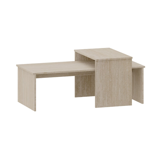 Set Sotapim di 2 Tavolini Rettangolari Componibili di Diverse Misure - Color Travertino [en.casa]