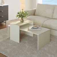 Set Sotapim di 2 Tavolini Rettangolari Componibili di Diverse Misure - Color Sabbia [en.casa]