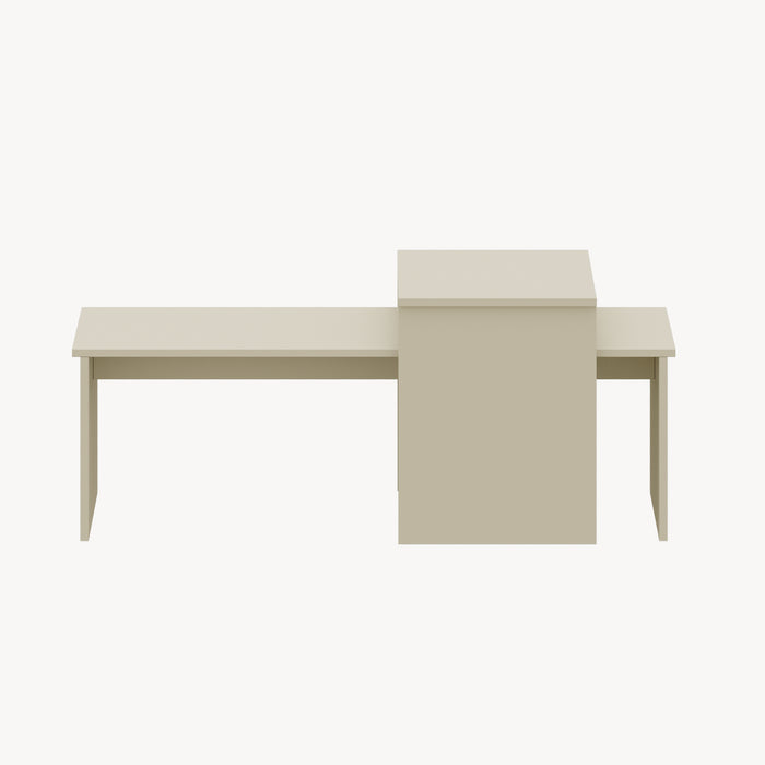 Set Sotapim di 2 Tavolini Rettangolari Componibili di Diverse Misure - Color Sabbia [en.casa]