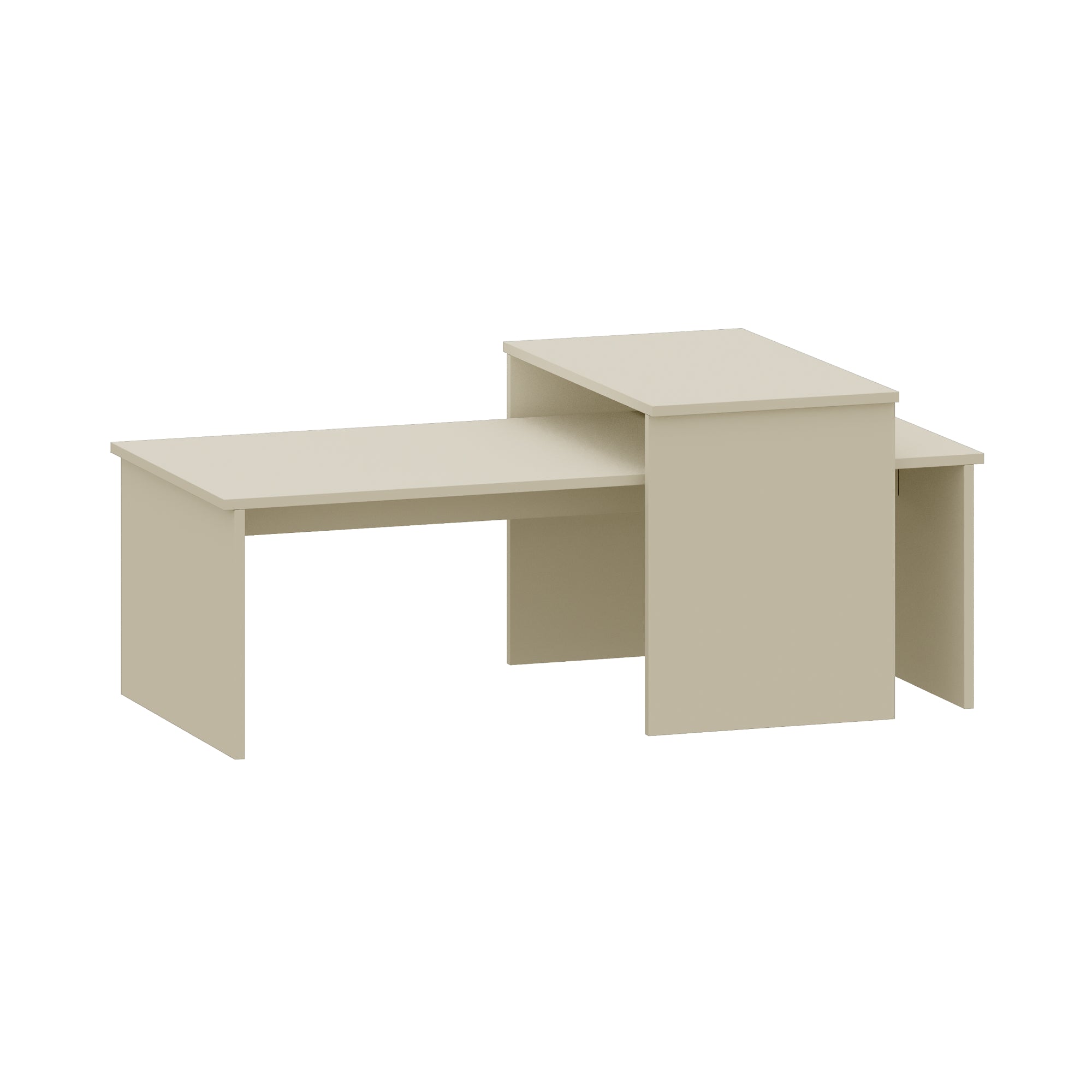 Set Sotapim di 2 Tavolini Rettangolari Componibili di Diverse Misure - Color Sabbia [en.casa]