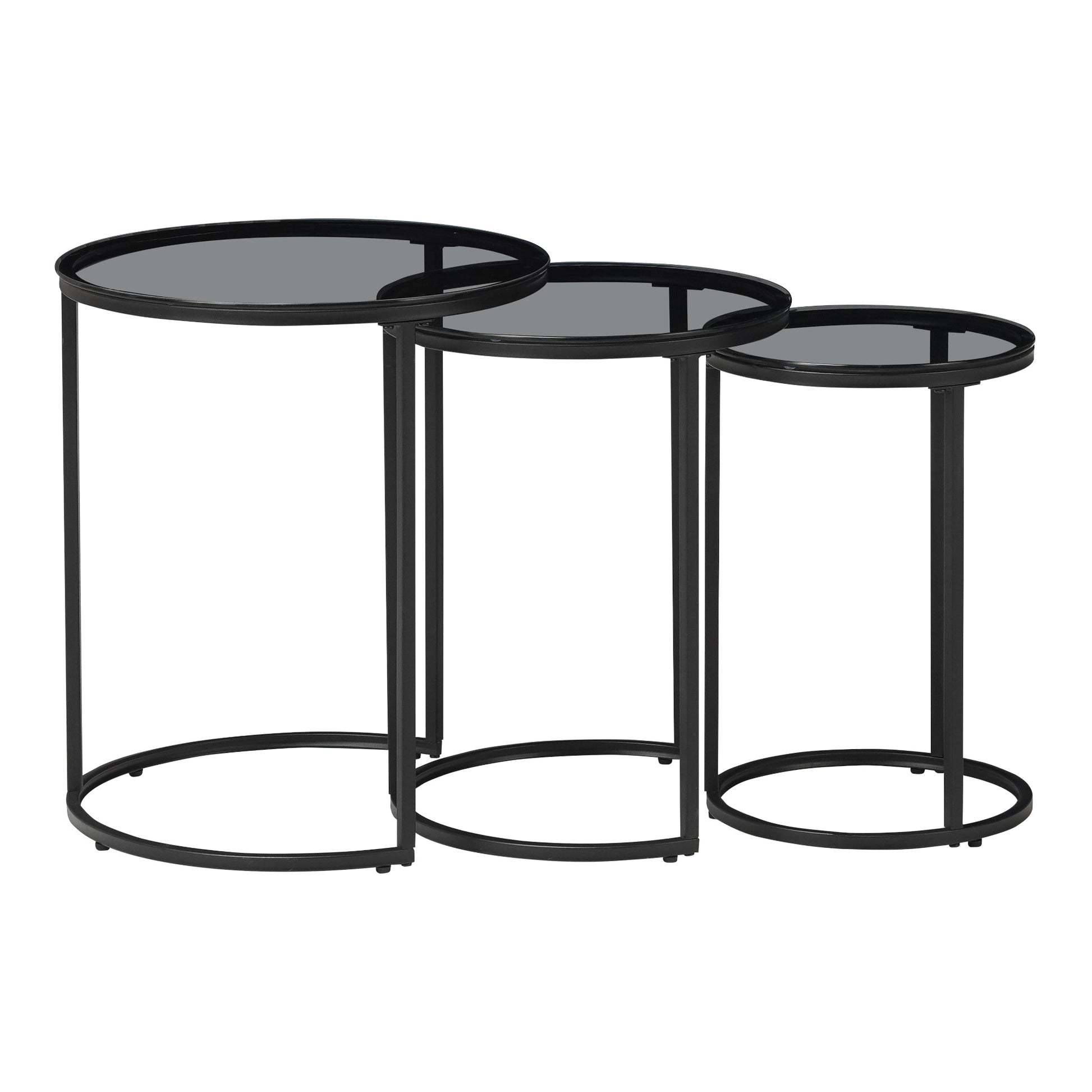Set di 3 tavolini rotondi impilabili in vetro fumé 03_0010632