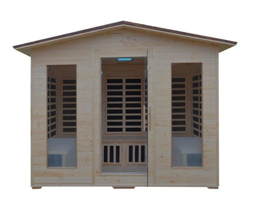 Sauna Infrarossi 4 posti, Tetto Tegole Canadesi, Cromoterapia 285x185cm H220cm Husba