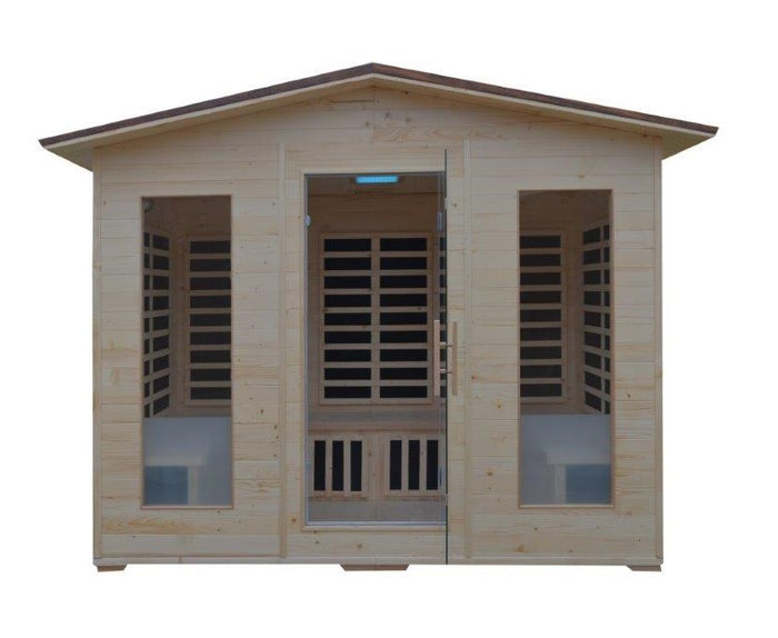 Sauna Infrarossi 4 posti, Tetto Tegole Canadesi, Cromoterapia 285x185cm H220cm Husba