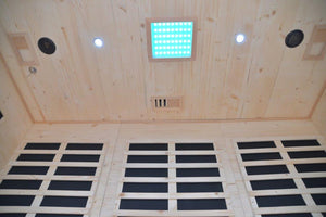 Sauna Infrarossi 4 posti, Tetto Tegole Canadesi, Cromoterapia 285x185cm H220cm Husba