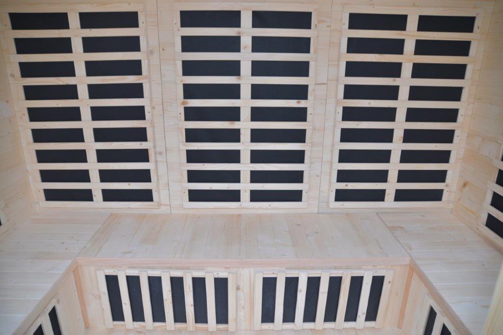 Sauna Infrarossi 4 posti, Tetto Tegole Canadesi, Cromoterapia 285x185cm H220cm Husba