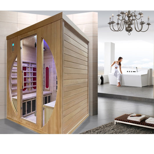 Sauna infrarossi cinque posti 180x120cm, cromoterapia, ozono, radio legno hemlock Sicorage Vittra