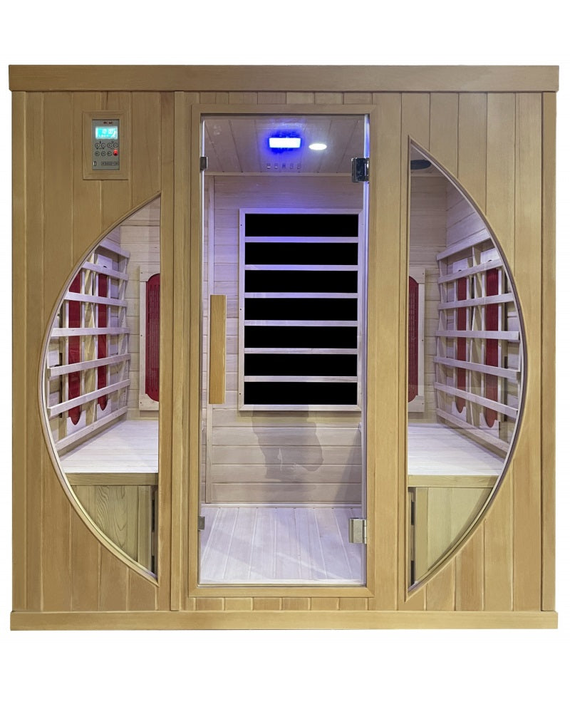 Sauna infrarossi cinque posti 180x120cm, cromoterapia, ozono, radio legno hemlock Sicorage Vittra