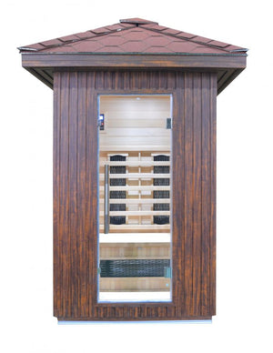 Sauna infrarossi da esterno con tegole canadesi, full optional 120x120x250cm Relpunt Nasha