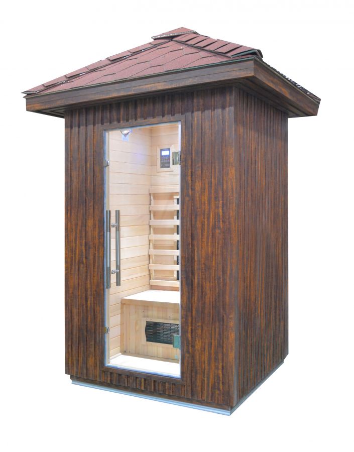 Sauna infrarossi da esterno con tegole canadesi, full optional 120x120x250cm Relpunt Nasha