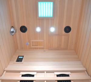 Sauna infrarossi da esterno con tegole canadesi, full optional 120x120x250cm Relpunt Nasha