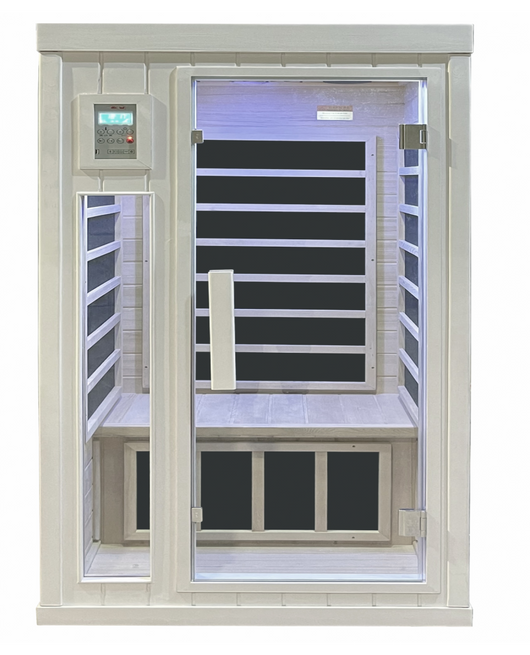 Sauna infrarossi due posti 90x90cm, cromoterapia, ozono, radio legno hemlock Sicorage Lolipa