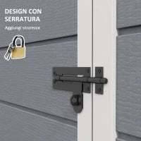 Casetta da Giardino Porta Attrezzi con Porta Bloccabile, Finestra e Presa d'Aria, Grigio