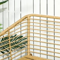 Set da Giardino 4 Pezzi in Rattan PE e Acciaio con 2 Sedie, Divano 2 Posti e Tavolino, Marrone Nero e Grigio