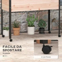 Fioriera da Giardino con Fori di Drenaggio e 4 Ruote, in Legno di Abete e Acciaio, 99x42x81 cm