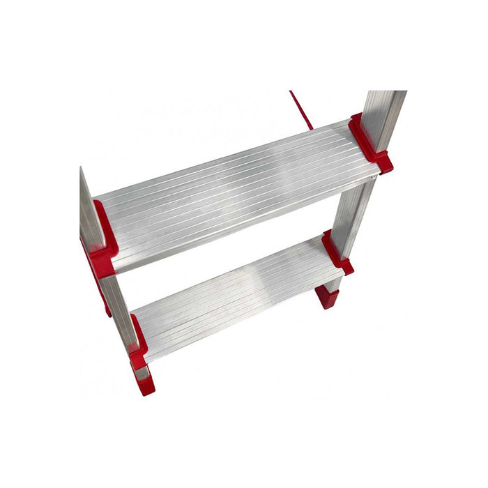 Scala In Alluminio 6 Gradini Con Base 7 Gradini Gs/Tuv En131 Portata Massima 150 Kg