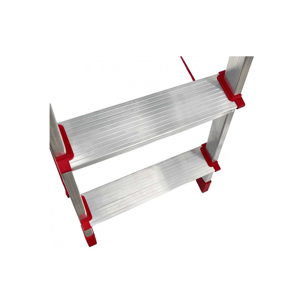 Scala In Alluminio 5 Gradini Con Base 6 Gradini Gs/Tuv En131 Portata Massima 150 Kg