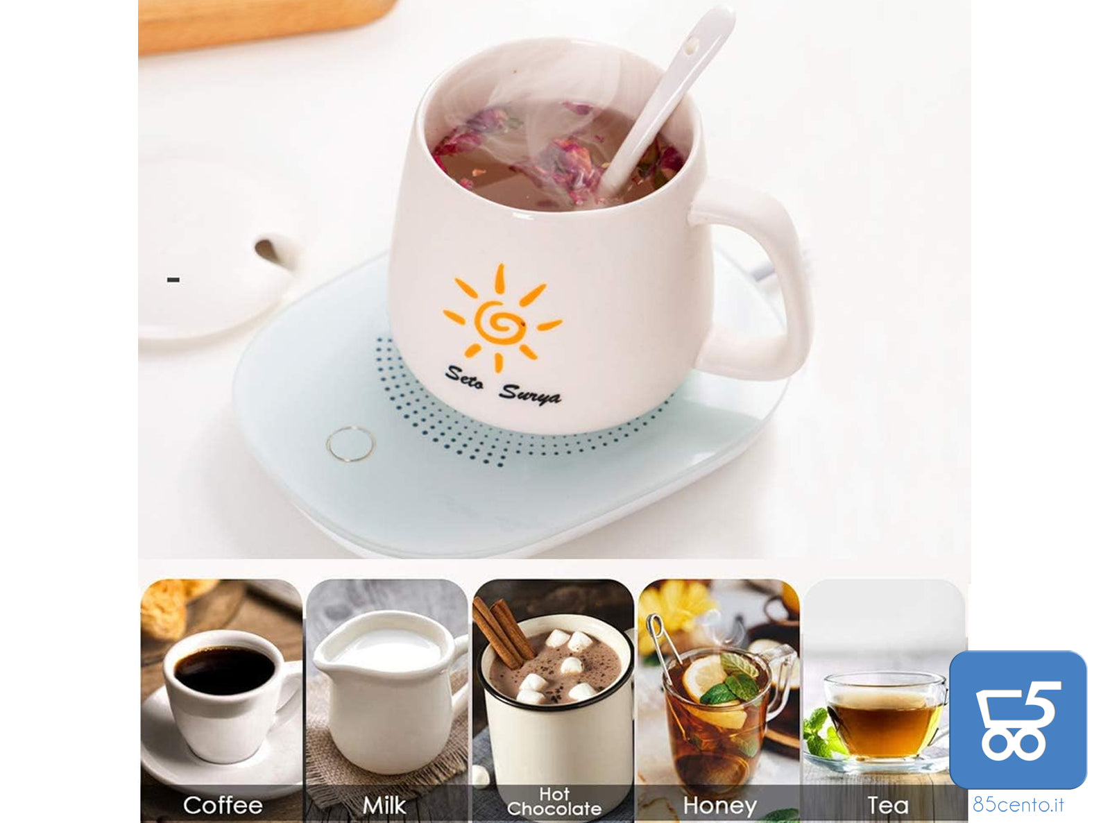 Scalda Tazza USB da caffè Bevande Piastra Riscaldante Impermeabile Temperatura costante 55 ° per Uso Domestico o in Ufficio con Interruttore Termico Smart Touch