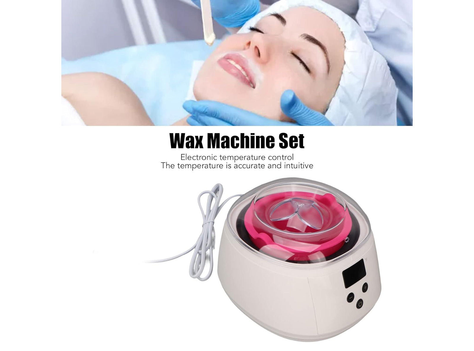 Scaldacera e Set di Cera per la Depilazione con Display LED Ciotola in Silicone e 4 Sacchetti di Cera in Grani per Sopracciglia Gambe Viso