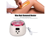 Scaldacera e Set di Cera per la Depilazione con Display LED Ciotola in Silicone e 4 Sacchetti di Cera in Grani per Sopracciglia Gambe Viso