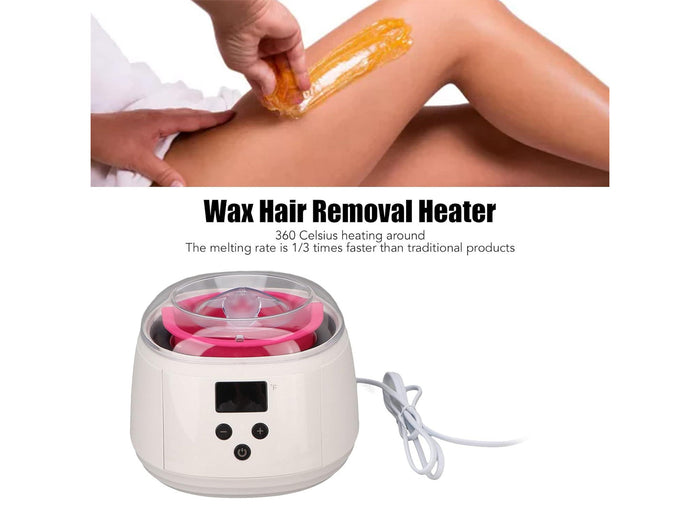 Scaldacera e Set di Cera per la Depilazione con Display LED Ciotola in Silicone e 4 Sacchetti di Cera in Grani per Sopracciglia Gambe Viso