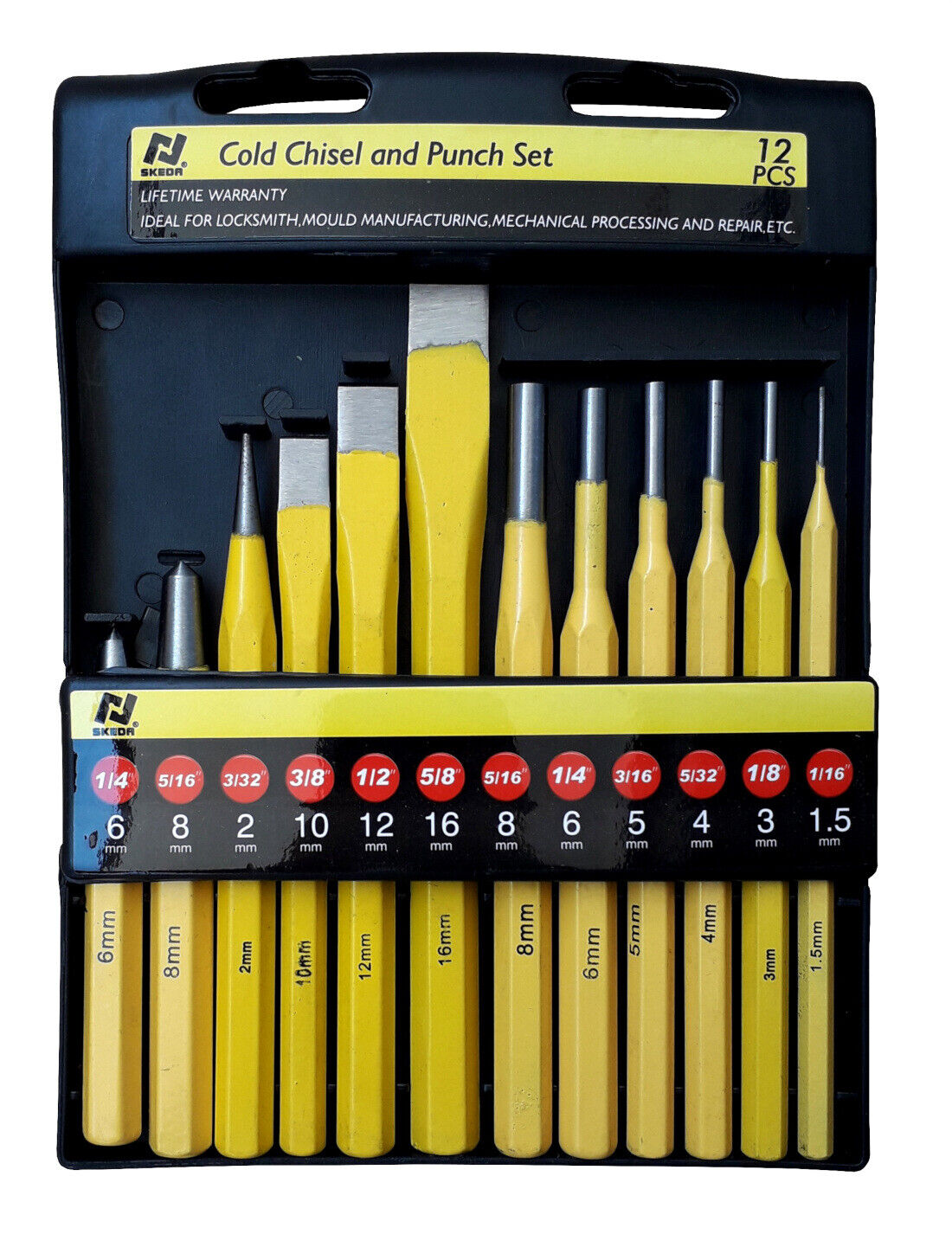 Scalpelli cacciachiodi bulini e cacciaspine per meccanico, set da 12 pezzi