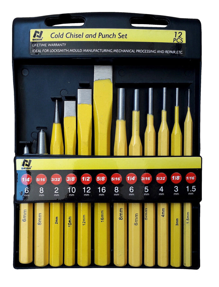 Scalpelli cacciachiodi bulini e cacciaspine per meccanico, set da 12 pezzi