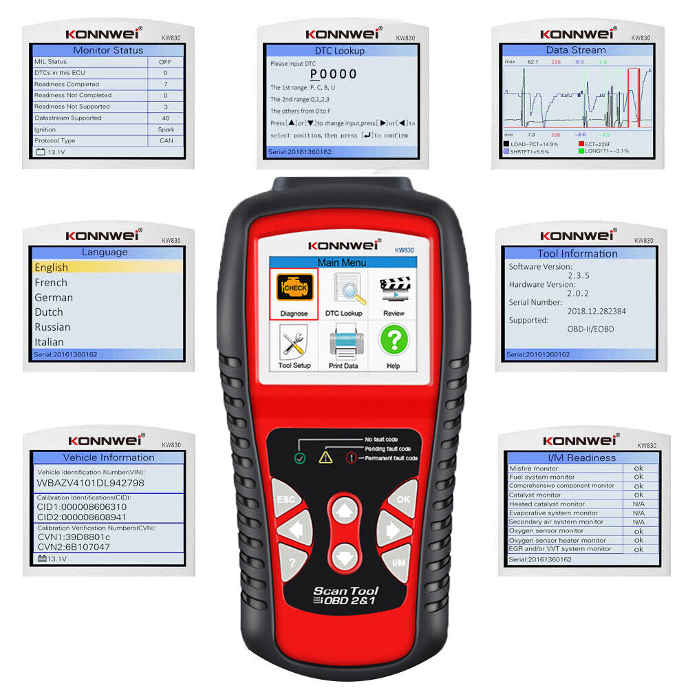 Scanner OBD2 / OBDII / EOBD lettore codici errore diagnostica centralina KW830
