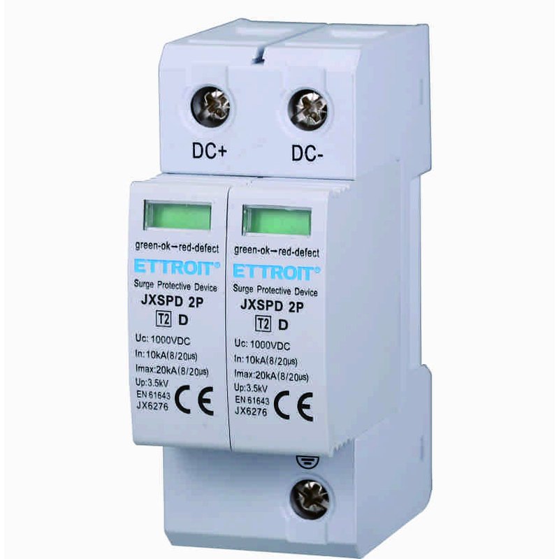 Scaricatore Di Sovratensione Fotovoltaico Tipo 2 T2 D 2P DC 1000V 3.5KV 10KA Occupa 2 Moduli DIN