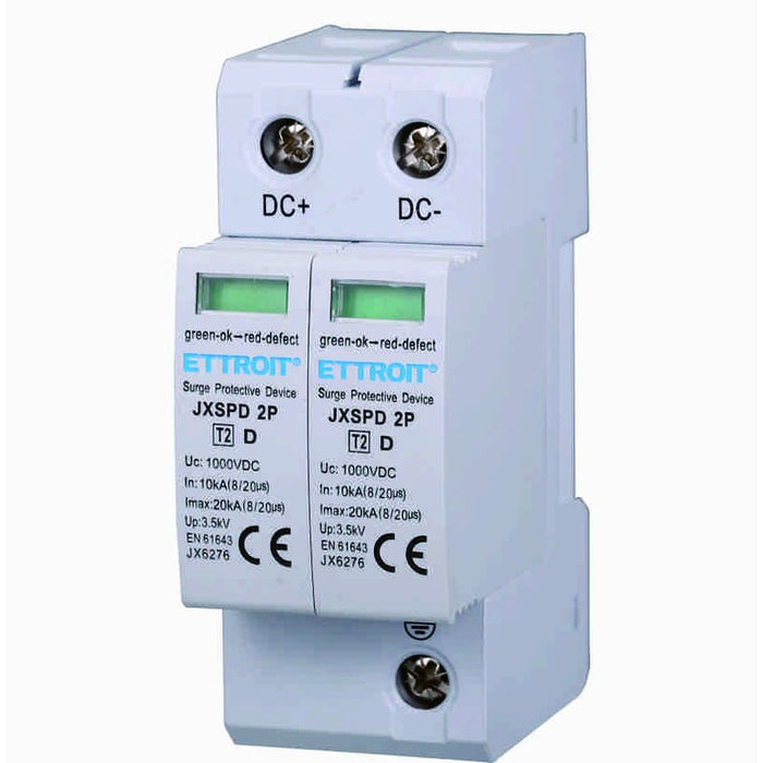 Scaricatore Di Sovratensione Fotovoltaico Tipo 2 T2 D 2P DC 1000V 3.5KV 10KA Occupa 2 Moduli DIN