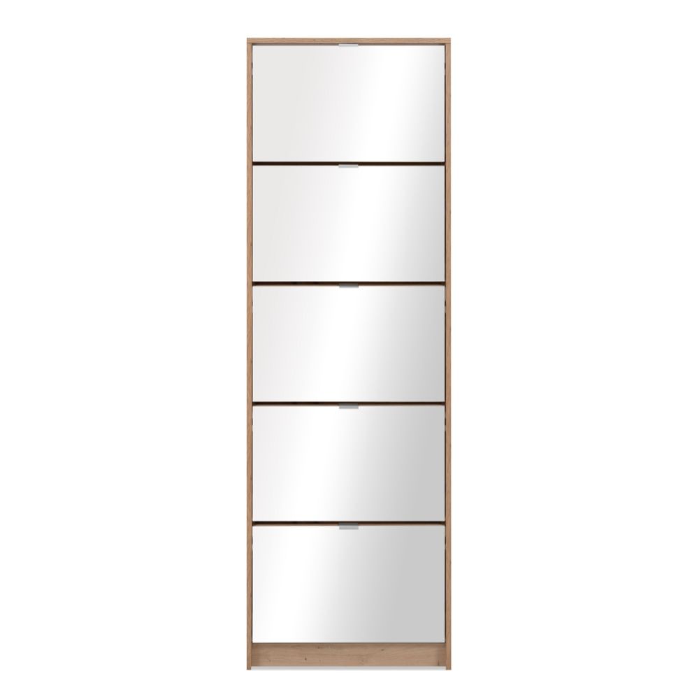 Scarpiera Koblenz con 5 ante a specchio colore quercia