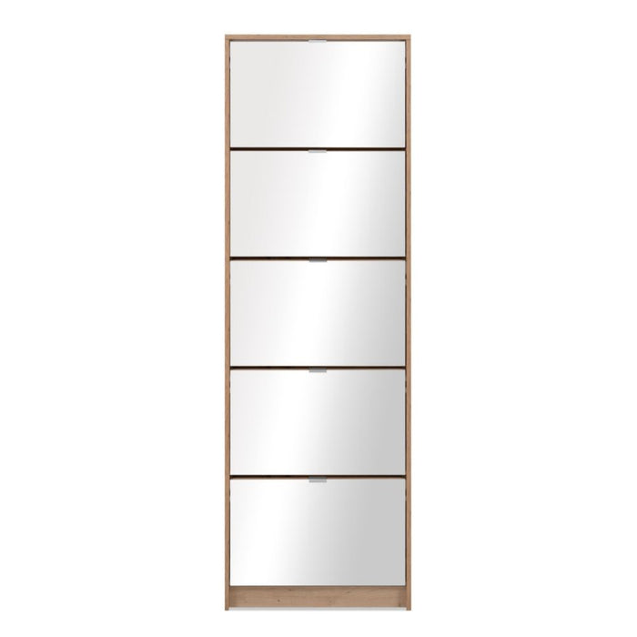 Scarpiera Koblenz con 5 ante a specchio colore quercia