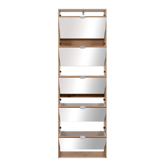 Scarpiera Koblenz con 5 ante a specchio colore quercia