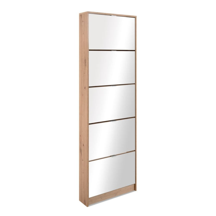 Scarpiera Koblenz con 5 ante a specchio colore quercia