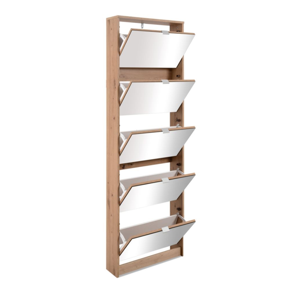Scarpiera Koblenz con 5 ante a specchio colore quercia