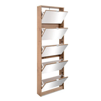 Scarpiera Koblenz con 5 ante a specchio colore quercia