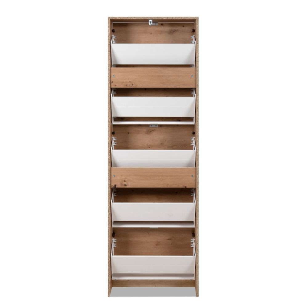 Scarpiera Koblenz con 5 ante a specchio colore quercia