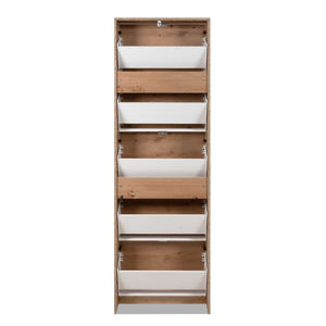 Scarpiera Koblenz con 5 ante a specchio colore quercia